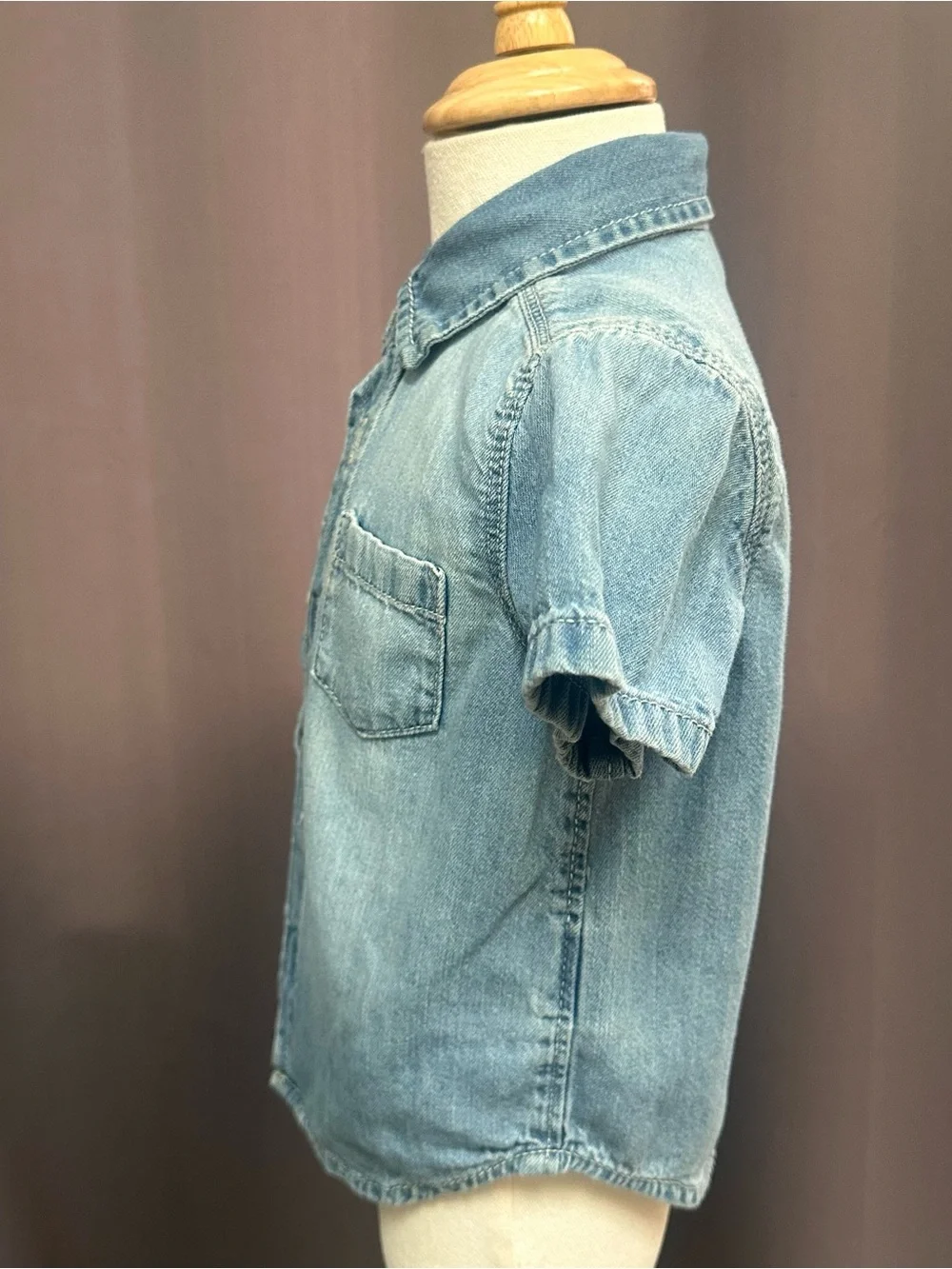Old Navy Light Blue Denim Short-Sleeve Shirt